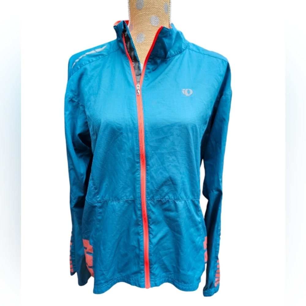 Pearl izumi elite barrier large cycling jacket asymmetric zip blue orange Unisex